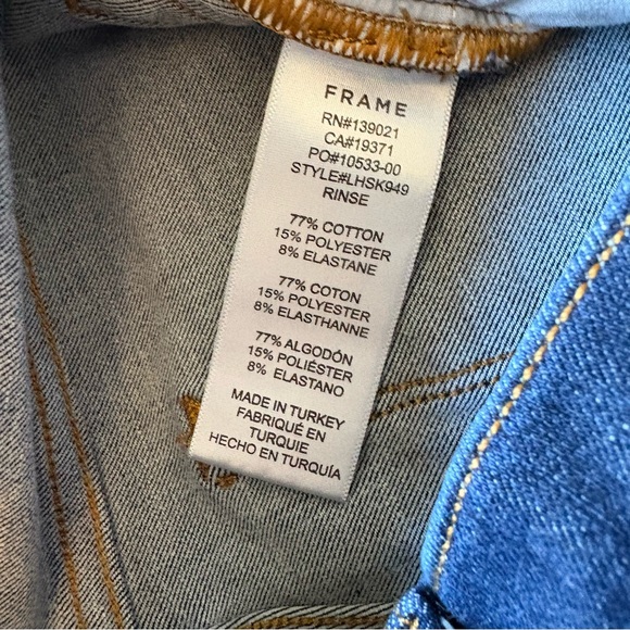 Frame High Rise Le High Skinny Jeans in a Dark Wash size 26 - Stretchy - Picture 6 of 10